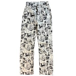 Reformation Jeans Comic News Print AOP High Waisted Straight Leg Size 23